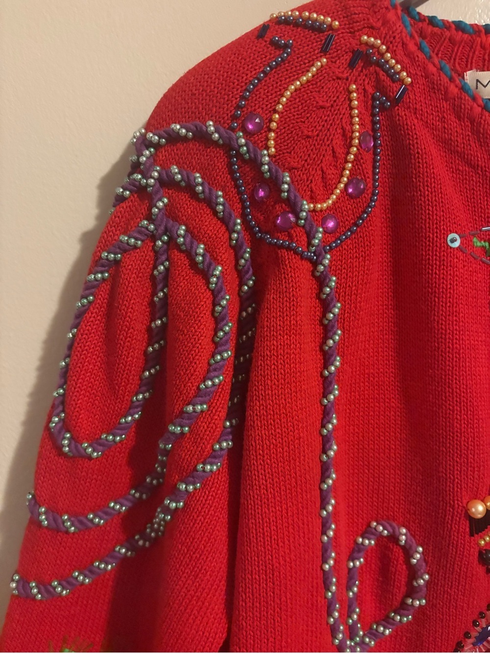 Vintage Western Beaded Cardigan Sweater X-Large Festival Stampede Cowgirl Music - Picture 5 of 12